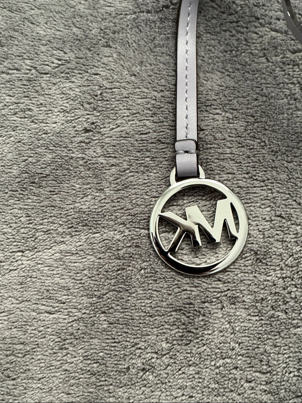 Michael Kors Lilac Leather Strap Key Fob Bag Charm with Silver MK Logo